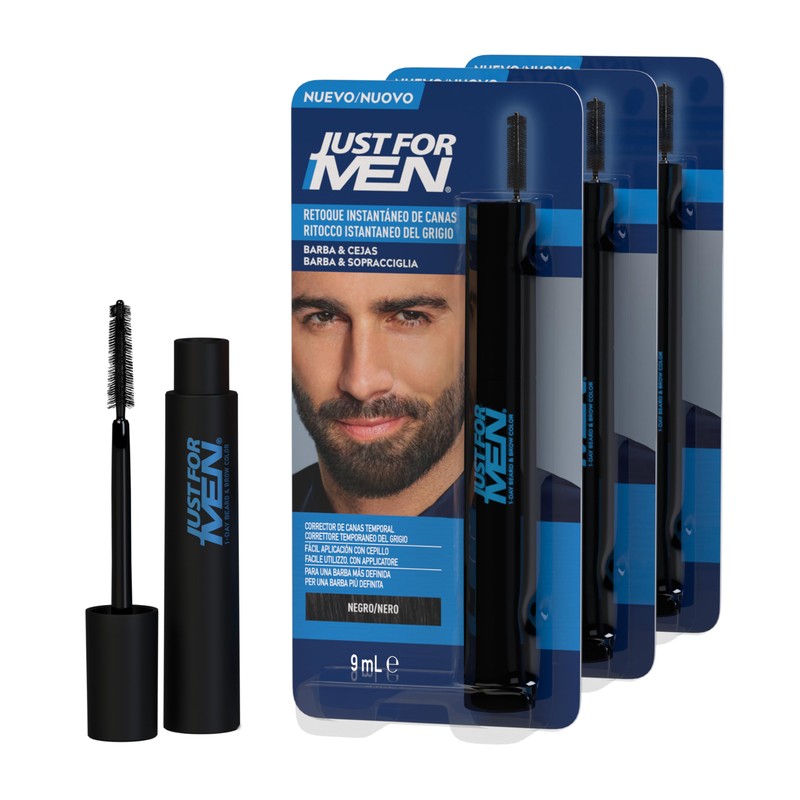 Just For Men Retoque Instantáneo Canas y Cejas, Negro, 3