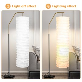 Kichvoe Paper Floor Lamp Shade: Foldable Standing Lampshade for Living Room, Bedroom, Hotel Decor, Soft Diffused Lighting, Easy to Install, 36.22 X 8.66 X 8.66 Inches (No Base)