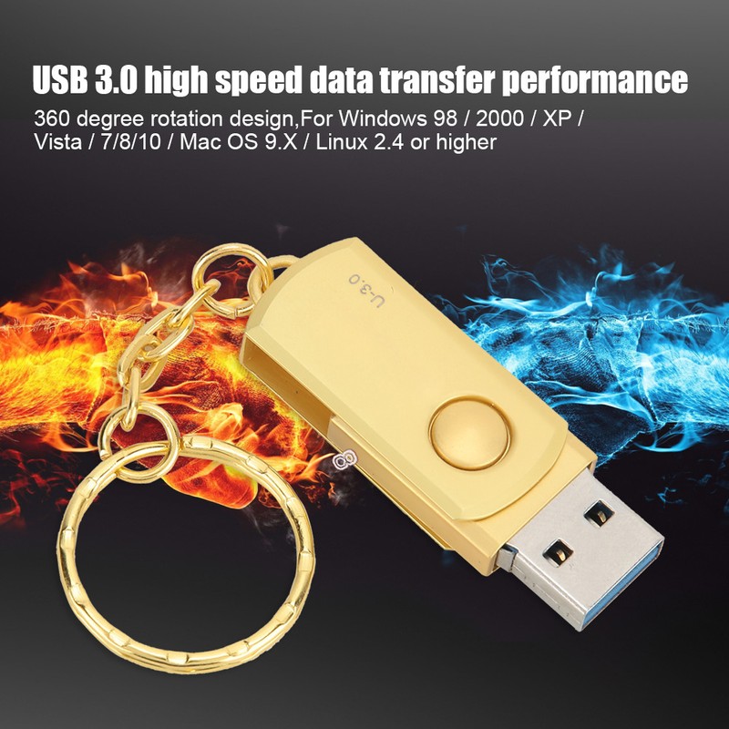 Gold Metal Rotating U Disk with USB Interface for Windows