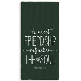 TNUW Christian Gifts Kitchen Towels 16X24In, Religious Friend Christian Gifts for Women, Friendship Gifts Hand Tea Towels for Kitchen Bathroom Decor(Forest Green)