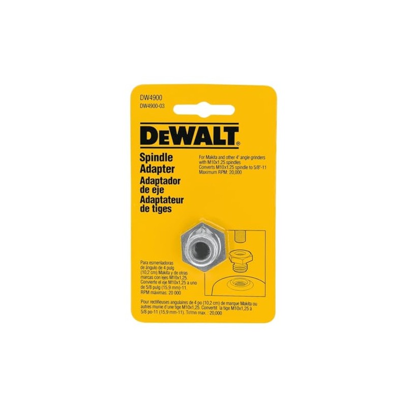 DEWALT DW4900 5/8-11-Inch Grinder Arbor Adapter for M10-Inch by 1.25