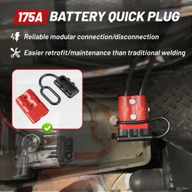 RED WOLF 175A Battery Quick Connector 2-4 AWG Jumper Cable Plug Flame-retardant Anderson Type SB175 Plug Outdoor Power Quickly Connect/Disconnect Kit for Electrical System Trailer RV (4 PCs Red, 175A)