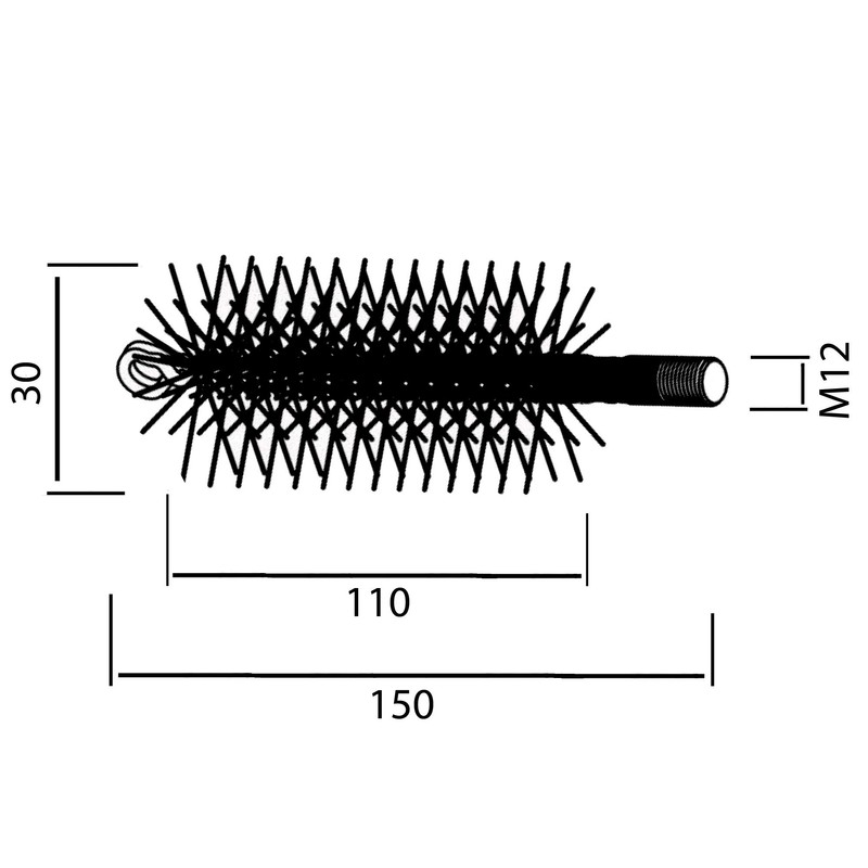 Boiler Brush/Boiler Brush/Oven Brush/Pipe Brushes 30/100 M12 Steel Wire