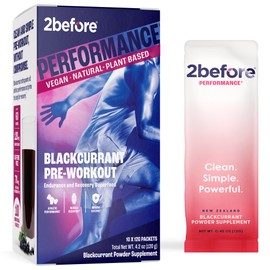 2before Blackcurrant I All Natural Vegan Pre Workout, Caffeine Free I Clean Energy, Endurance, Recovery I Pre Workout Women and Men I 10 x Individual Packets I Informed Sports Certified