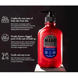 MARO Body & Face Cleansing Soap (2-Pack) | All-In-One Mens Bodywash & Face Wash Shower Gel, Fresh Scent Mens Body Soap That Removes Dirt & Oil for Invigorated & Renewed Skin, Bodywash Gifts for Men