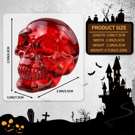 QIANCHANG 2.5" Red Crystal Skull Figurines for Halloween/Day of the Dead
