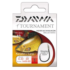 Daiwa Tournament Snelled Carp Hooks 60cm 10pcs., Size 2