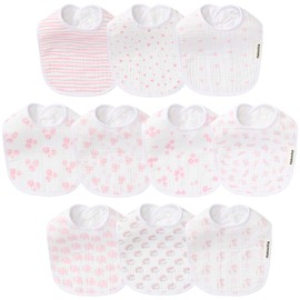 Hakochia Muslin Baby Bibs, Soft & Absorbent, Cotton Feeding Bibs for Newborns & Toddlers, Unisex Baby Bib Set, Comfortable & Gentle on Skin, Ideal for Drooling & Teething, 10 Pack