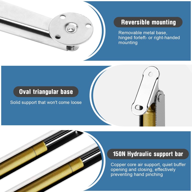 Lid Support Hinges, Gas Pressure Damper, Gas Lift 150N Flap