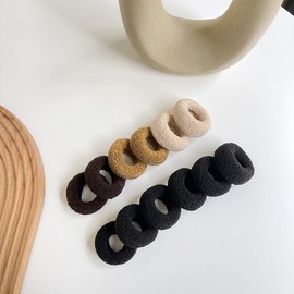 Stretch Seamless Terry Cloth Hair Elastics Ponytail Holders Knit Hair Scrunchies for Thick Hair, Hair Accessories for Women, Girls, Kids - 12 Pcs (Multiple colors, One size)