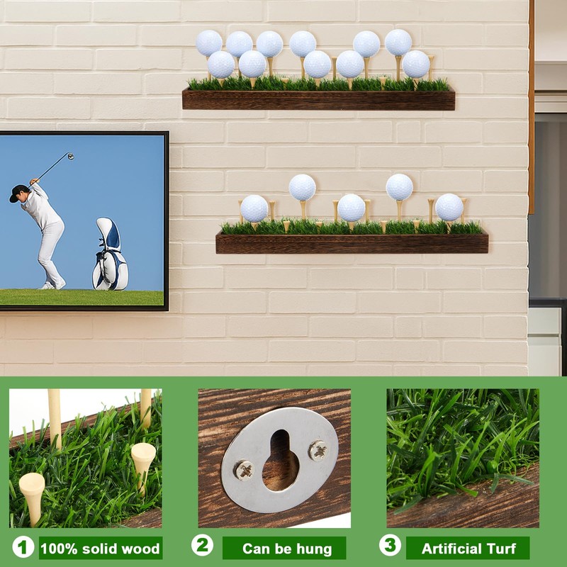 Simgoing 2 Pieces Golf Ball Display Rack Floating Shelf Solid