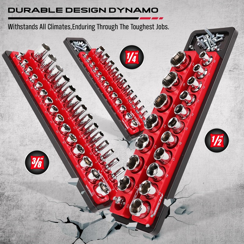Magnetic Socket Holder Organizer Set: 6-Piece Detachable 1/2 3/8 1/4