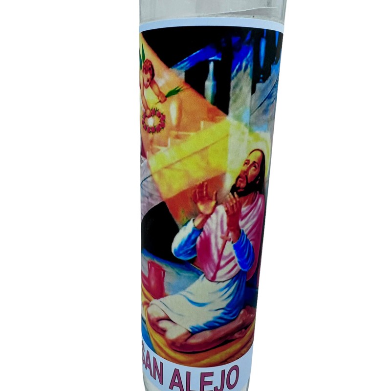 Veladora de rezo San Alejo prayer candle oracion al reverso