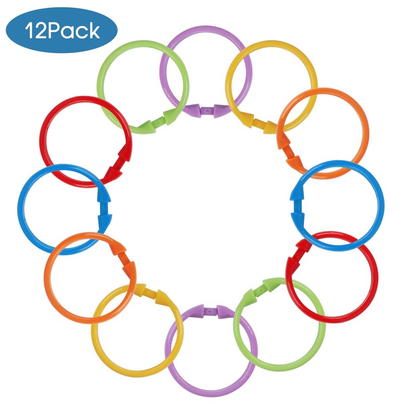 Qulable Colorful Shower Curtain Hooks - 12 Pcs Circular Plastic