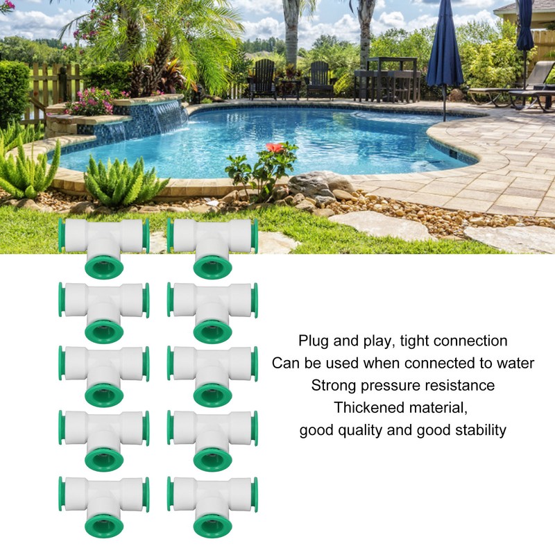 10Pcs Tee Connector 3 Way Quick Connect Push Water Pipe