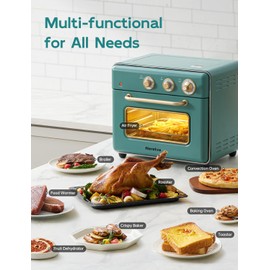 Neretva [21 QT& 6-in-1] Toaster Oven & Air Fryer, Compact Toaster Ovens Countertop with 5 Slices 1500W Rapid Heat Air Fryer Toaster Oven Combo Stainless Steel for Bake/Toast/Broil/Air Fryer/Defrost