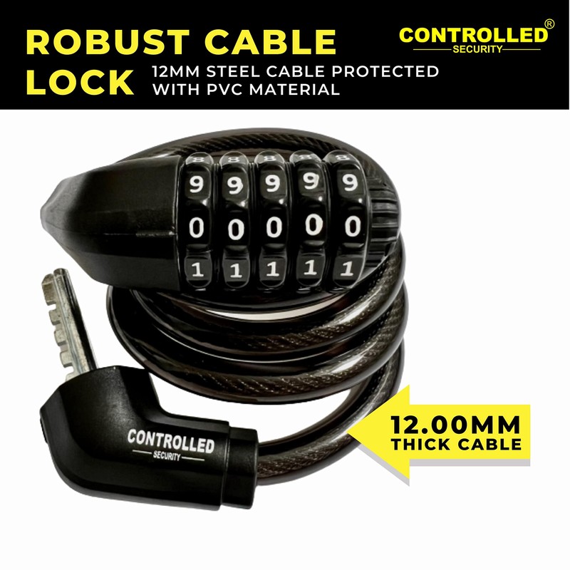 The CONTROLLED SECURITY 5 Digit Combination Bike Lock - 1200mm