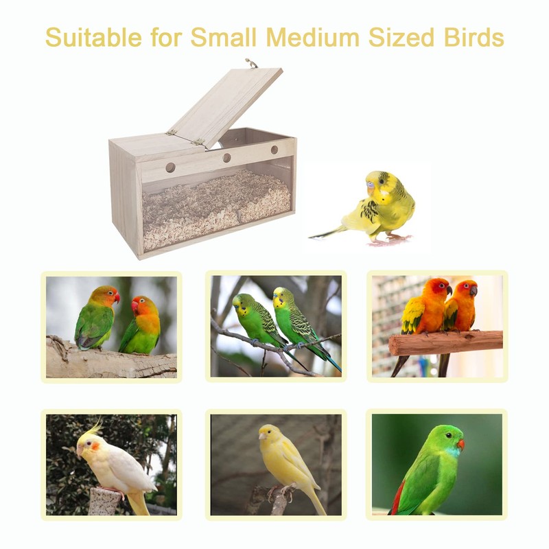 Tfwadmx Lovebird Nesting Box Transparent Bird Nest Box Wood Bird