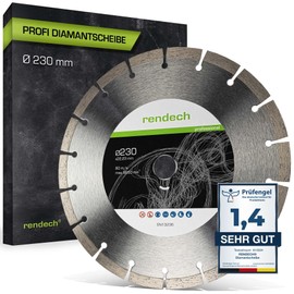 Rendech Pro Diamond Cutting Disc, 125 mm, 230 mm, for Concrete, Stone, Granite - 10 mm Sectional Height Diamond Tool