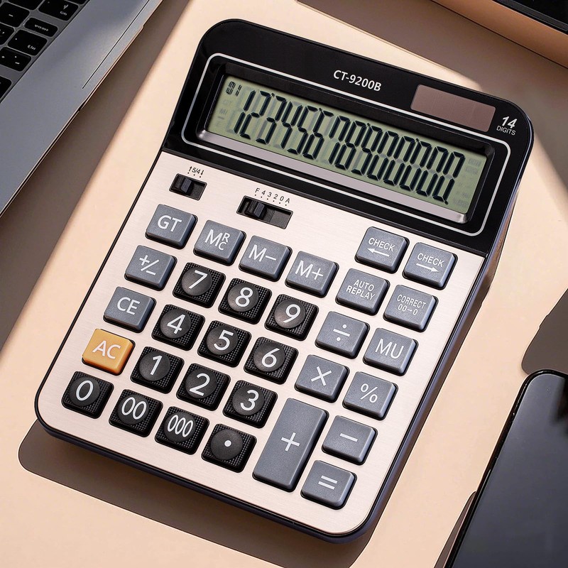 HIHUHEN Large Computer Electronic Calculator Counter Solar & Battery Power