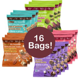 B'cuz Granola Bites 16-Bag Gluten Free Healthy Snacks for Adults, Healthy Granola Gluten Free Snack - Kosher Snacks for Kids, Vegan Snack, Individually Wrapped Snack Packs - 1 oz (Variety Pack (16-Bags))