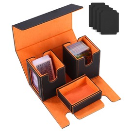 Azyvum Commander Deck Box, Card Game Box with Viewing Window, 2 Removable MTG Deck Boxes, Strong Magnetic Card Box with Dice Compartment for 200+ Cards