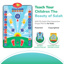 My Salah Mat for Kids - Smart interactive Prayer Mat for learning Salah, Surah, Wudu and Duas - Islamic prayer mat with 10 languages, Salah Translation, 25 Touch Keys and padded mat for Kids 3+ (Blue)