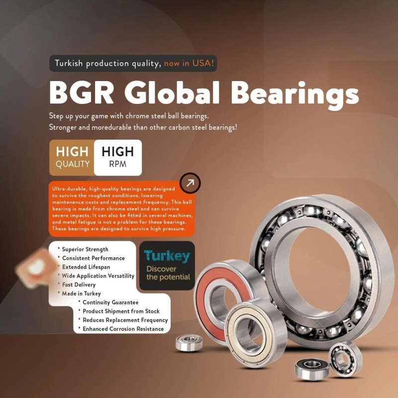 BGR (100 pcs) 608 ZZ Metal Shielded Ball Bearing, 8x