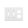 Leviton 3-Gang 2-Toggle 1-Duplex Device Combination Wallplate, Standard Size, Thermoset,