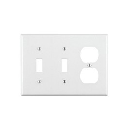 Leviton 3-Gang 2-Toggle 1-Duplex Device Combination Wallplate, Standard Size, Thermoset, Device Mount, 88021, White