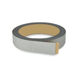 Brushed Silver PVC 1 1/2 in x 25 ft Edge Banding Peel Stick Tape Adhesive Metal Edging Veneer Aluminum Trim Flexible Strip Molding Mdf Wood Cabinet Laminate Shelf Furniture Countertop Formica Plywood