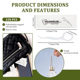 150 Pack Dental Floss Picks Individually Wrapped, Floss Single Bag, Travel Dental Floss, Unflavored Floss Picks, Dental Flossers, Floss Sticks, Tooth Floss, Dental Picks Disposable