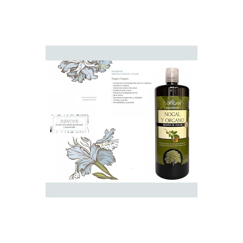 Shampoo Nogal y Organo Protector de Color Florigan 1lt.