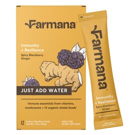 Farmana Immune Support Drink Mix - Immune Support with Mushrooms and Botanicals - Antioxidant-Rich Vitamin D & C Blend - Daily Immune Booster with Organic Ingredients - Spicy BlackBerry Ginger