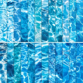 24 Sheet Blue Ocean Scrapbook Paper, 6 x 6” 24 Designs Ocean Waves Patterns Art Craft Paper for Summer DIY Card Scrapbooking Making Photo Album Journal Decor