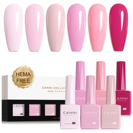 CANNI Pink Gel Nail Polish Set, 6 Colors 9ML Nail Baby Rose Light Pink Gel Nail Polish Soft Pink Set Soak Off Uv LED Lamp Nail Art Design Manicure Salon for Women