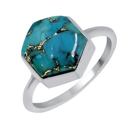 Blue Copper Turquoise Ring For Women Sterling Silver, Blue Copper Turquoise Solitaire Ring Sterling Silver, Sterling Silver Ring Size 9, stone, blue copper turquoise