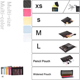 Patu Mini Zipper Mesh Bags, 3" x 4", Size XS / A8, 5 Pieces, Keychain Pouch Key Holder, Coin Purse, Clear Travel Kit Small Item Cosmetic Organizer, Assorted Colors