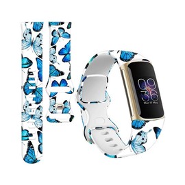 BOSPFJG Sport Bands Compatible with Charge 6 /Charge 5 for Women Men,Soft Waterproof Replacement Straps Wristbands for Charge Advanced Fitness Tracker(Watercolor Beautiful Blue Butterflies)