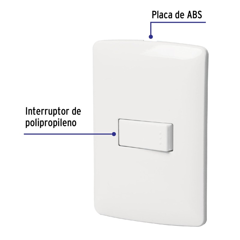 Volteck PA-APSE-IB, Placa armada 1 interruptor sencillo color blanco línea