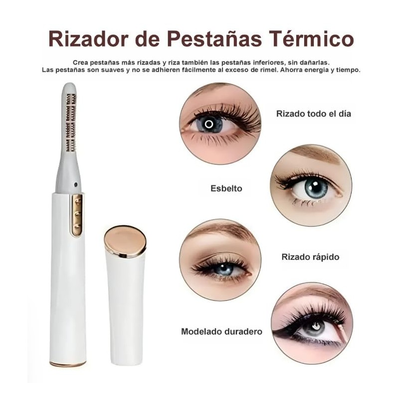 Rizador de Pestañas Eléctrico Térmico USB Curvador Portátil, Seguro y