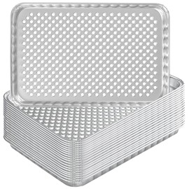 SafBbcue Disposable Grill Toppers 20-Pack Disposable Aluminum Foil Grill Topper Pans BBQ Grill Grate Liners for Outdoor Cooking & Camping Prevents Food from Sticking or Falling Through The Grill