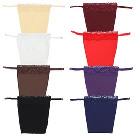 EDLMKM 8 Pcs Lady Lace Clip-on Mock Camisole Bra Insert Overlay Modesty Panel Vest, LLace Insert for Low Cut Dress, LLace Privacy Invisible Bra for Woman, Lady Lace Modesty Panels for Low Cut Tops