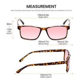 Calabria Pink FL-41 Tinted Reading Glasses +0.25 Tortoise Havana Light Sensitivity Outdoor Indoor Photophobia Eyeglass
