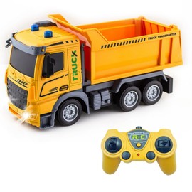 RC Dumper Toy 7 Channels Fully Functional Structure Toy for Children 3 to 7 Years with Light and Sound, Scale 1:24