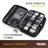 TROIKA Cable Bag with 2 Zip Compartments Black Connected -