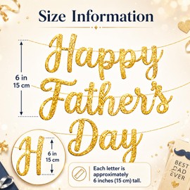 Happy Father’s Day Banner Garland – Glitter Paper Script Letter Hanging Decoration for Father’s Day Party, Family Gathering, Home Wall Decor, Photo Booth Backdrop