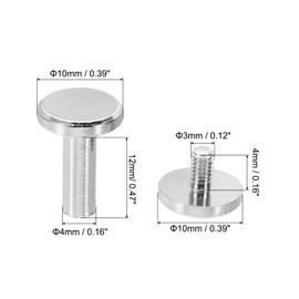 PATIKIL M4x12mm Chicago Screws, 25 Sets Brass Chicago Screw Slotted Binding Post Screw Rivets for Leather Belt Scrapbook Photo Albums, Silvery