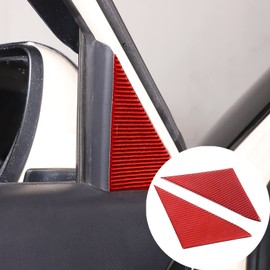 PIUGILH Car Inner A-Pillar Triangular Panel Sticker, Real Carbon Fiber Front Door Window A-Pillar Triangle Panel Trim Cover Fit for Kia Soul 2009-2013 Interior Accessories, 2Pcs(Red)