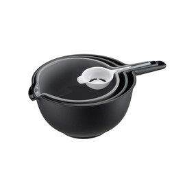 GEFU Preparo 89475 Set of 4 Mixing Bowls, Colander, Egg Yolk Separator, Heat-Resistant